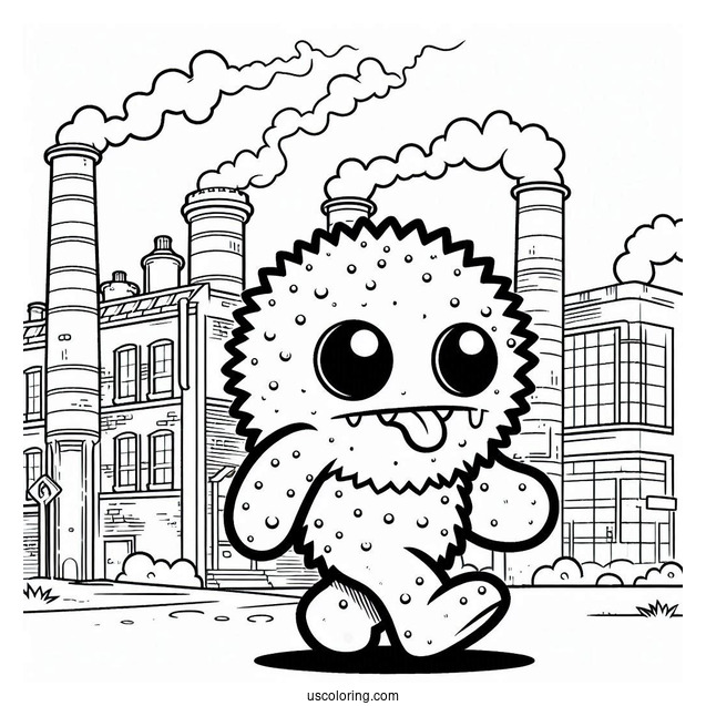 Poppy Playtime Coloring Page Of Scary Wuggles Walking In The Factory For Kids