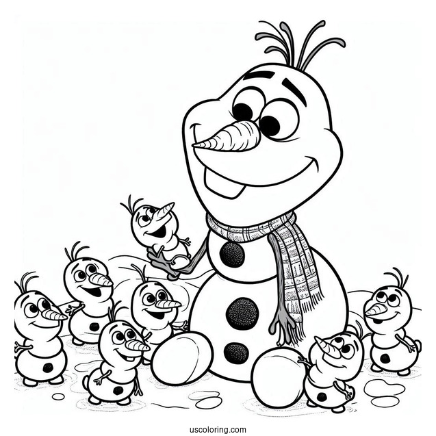Olaf With Snowgies To Color