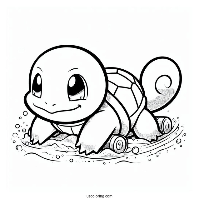 Squirtle Coloring Page Rolling On Sand