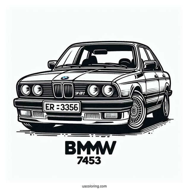 BMW Coloring Page 745i E23 Front View