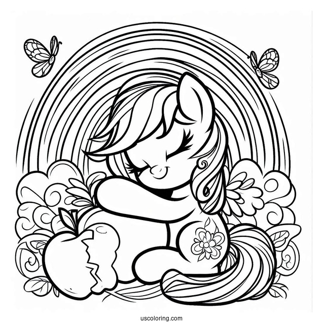 Rainbow Dash Coloring Page Hugging Applejack For Kids