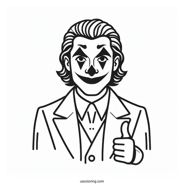 Simple Outline Of Joker Coloring In For Kids