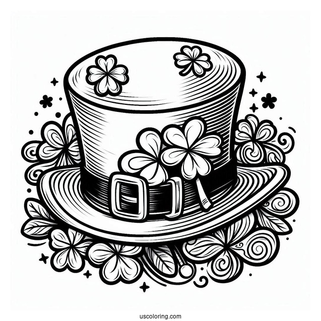 Leprechaun Hat With Shamrocks To Color