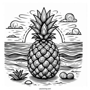 Pineapple With Ocean And Sand