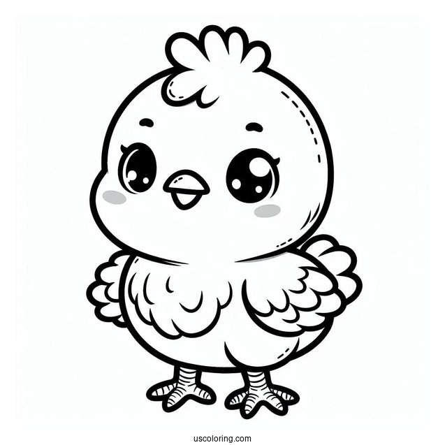 Kawaii Baby Chicken Coloring Page