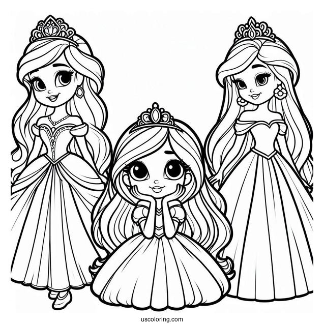 Cartoon Disney Princesses Coloring Page For Kids
