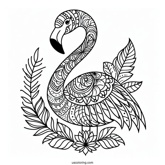 Flamingo Mandala Coloring Page