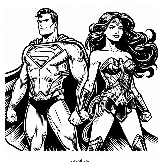 Superman And Wonder Woman Coloring Sheet
