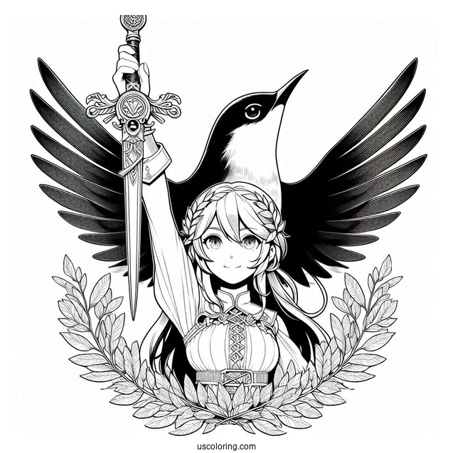 Manga Coloring Page Of Carciphona Manga Blackbird Holding Up Dagger