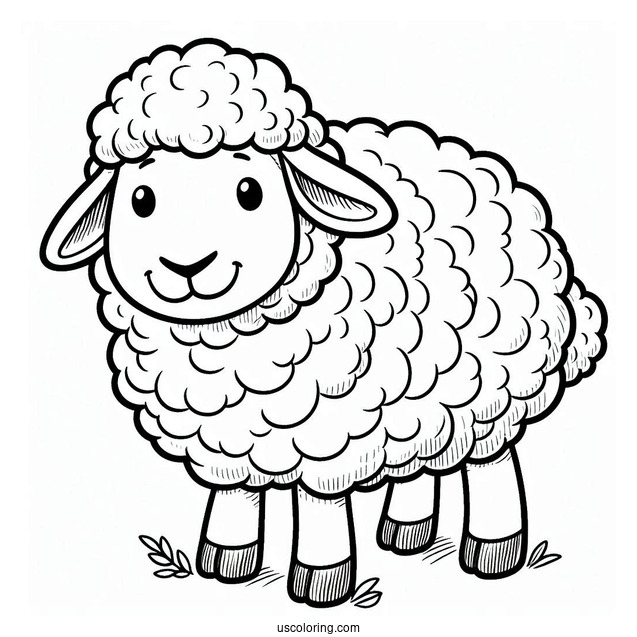 Big Fluffy Sheep Coloring Sheet