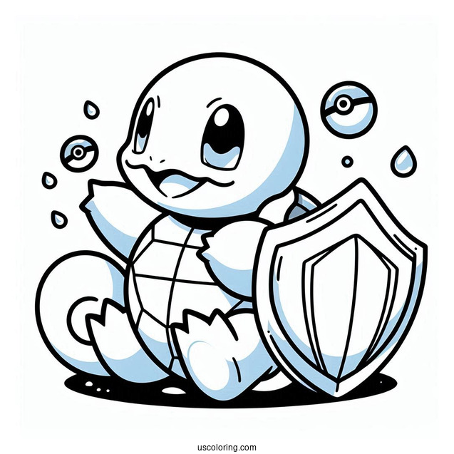 Squirtle Coloring Page Of Shell Shield Pokemon Card