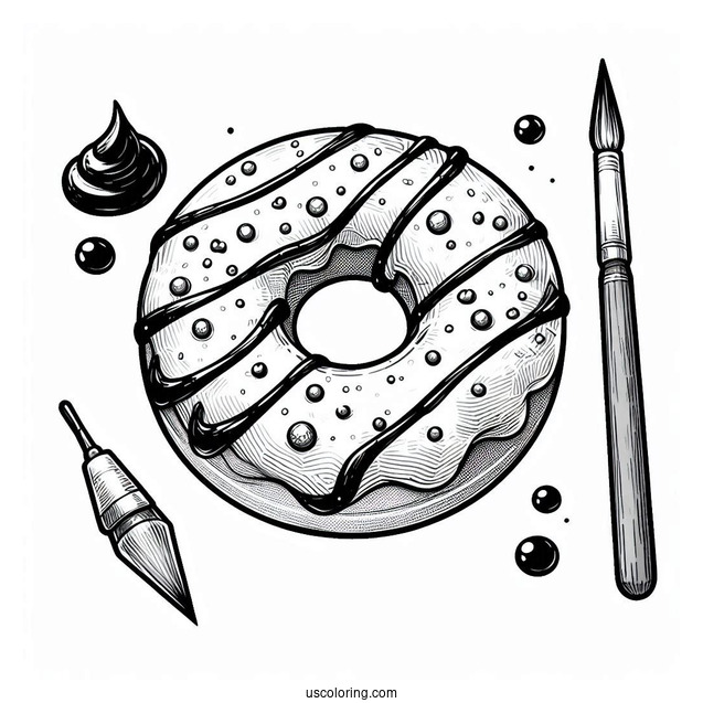 Painter Donut Coloring Page Sketching A Donut