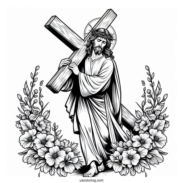 Christ Carrying The Cross Coloring Sheet