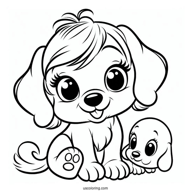 Cute Coloring Page Of Puppy Pluto For Kids