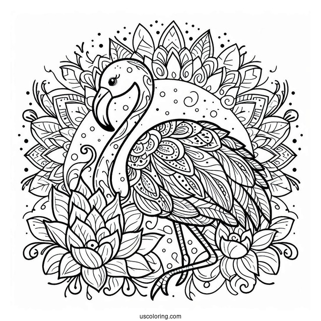 Flamingo Mandala Coloring Page
