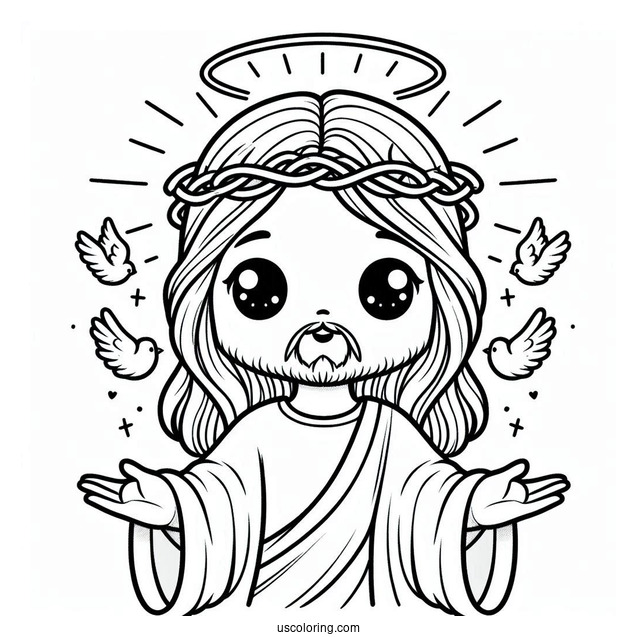 Cute Kawaii Jesus Christ Coloring In