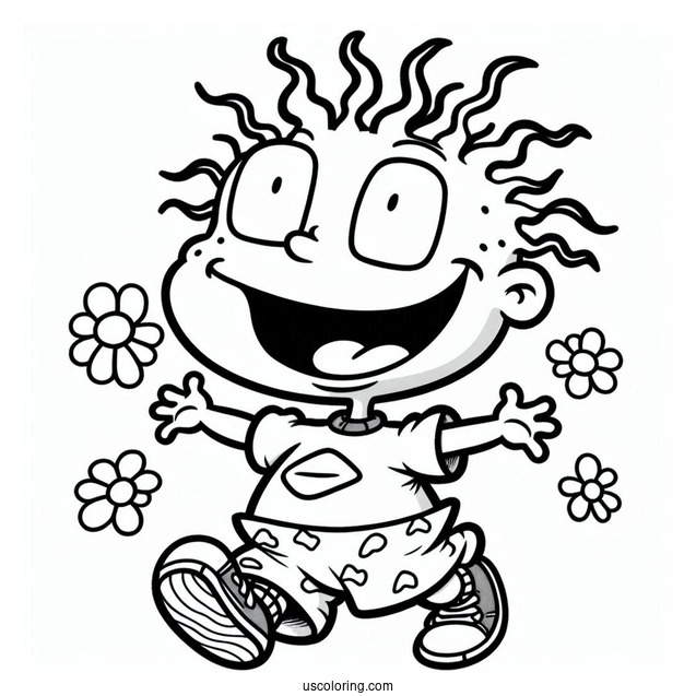 Rugrats Coloring Page Of Simple Chuckie Finster Outline For Kids