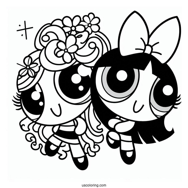 Powerpuff Girls Coloring Page With Logo
