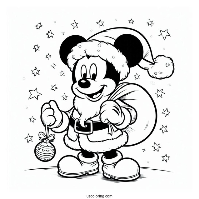Mickey Mouse Santa Coloring Page