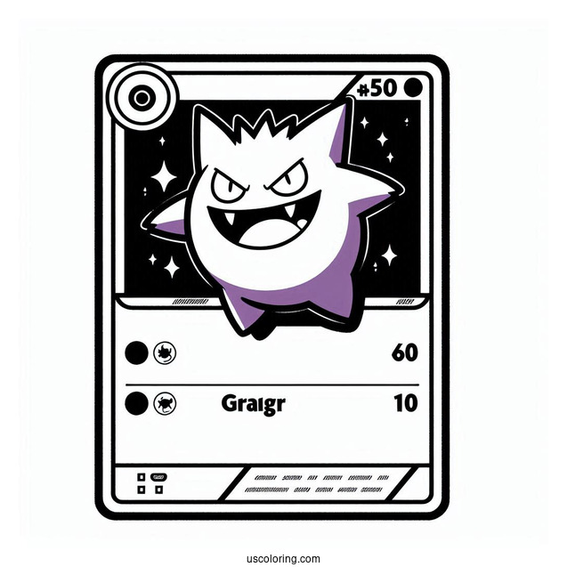 Gengar Manipulate Pokemon Card Coloring Page