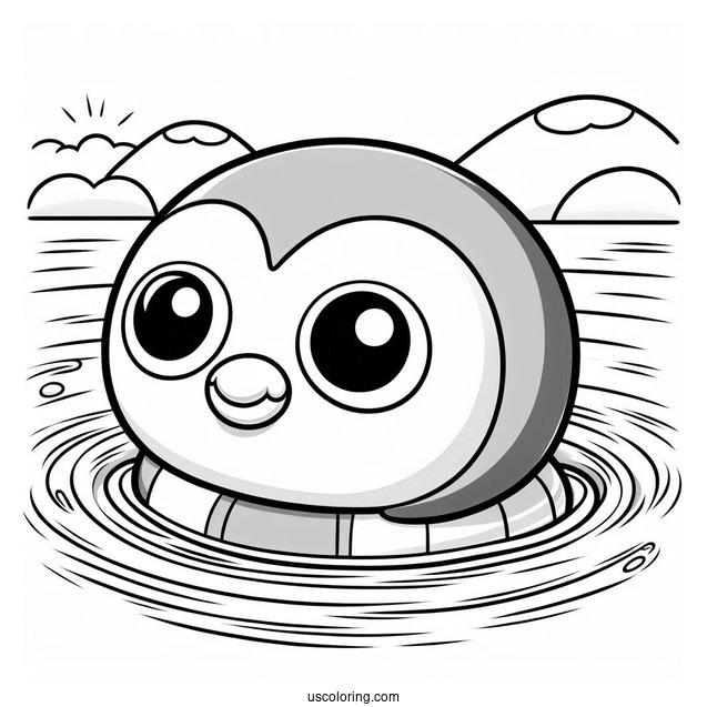 Pororo Coloring Page Of Eddy Swimming In A Lake