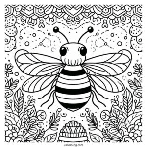 Bumblebee On Hive Pattern Coloring Page