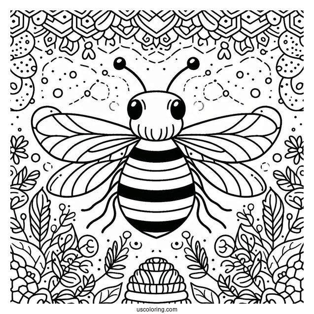 Bumblebee On Hive Pattern Coloring Page
