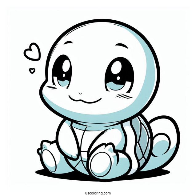 Smiling Squirtle Coloring Page For Preschoolers