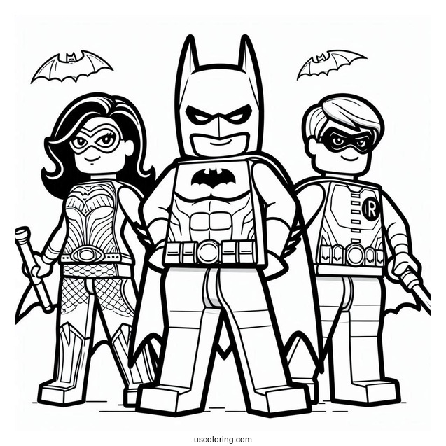 Lego Batman With Batgirl And Robin Coloring