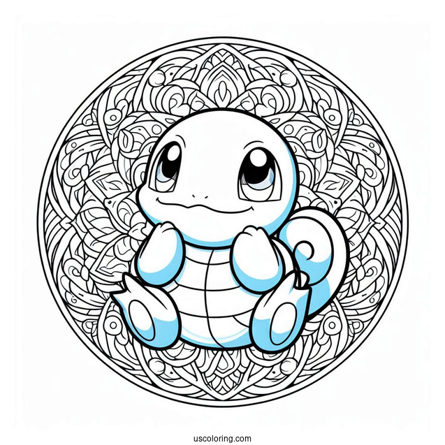 Squirtle Mandala Coloring Sheet For Kids