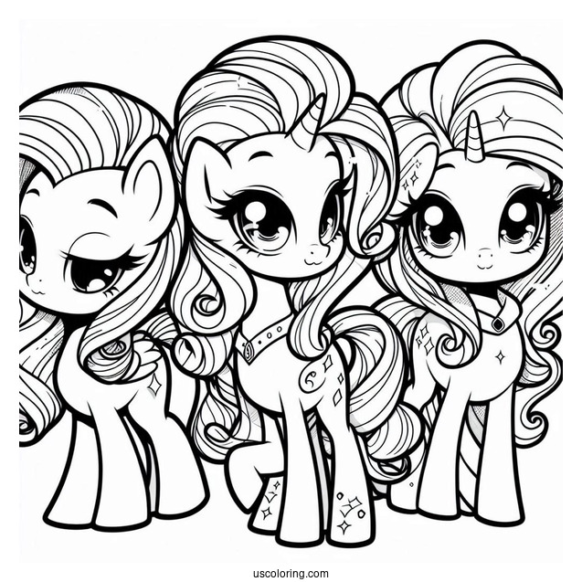 Chibi Equestria Girls Rarity Coloring Page For Preschoolers