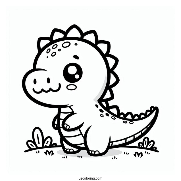 Kawaii Spinosaurus Coloring Page For Preschoolers