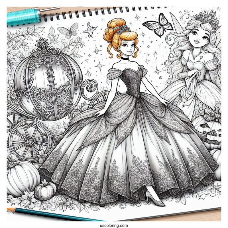 cinderella coloring pages feature image
