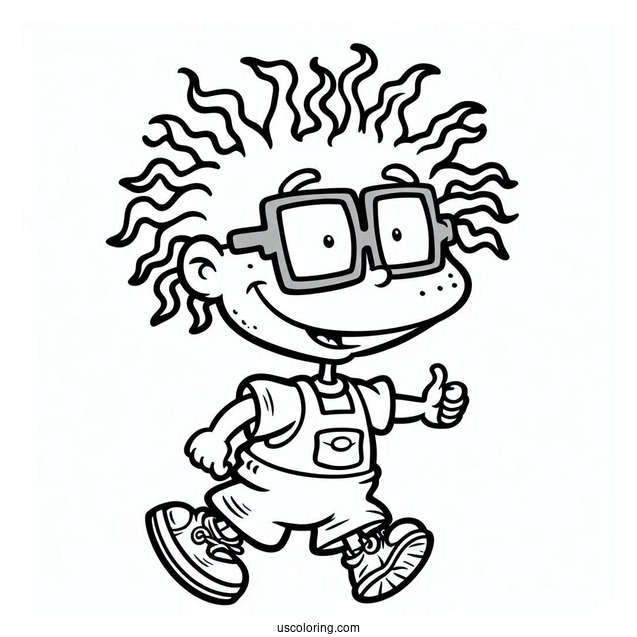 Rugrats Coloring Page Of Simple Chuckie Finster Outline For Kids