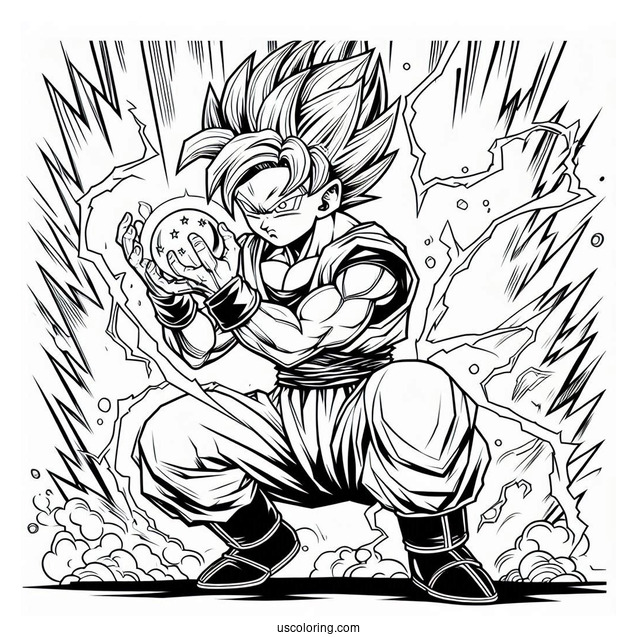 Intense Tien Shinhan in Battle Stance Dragon Ball Z Coloring Page