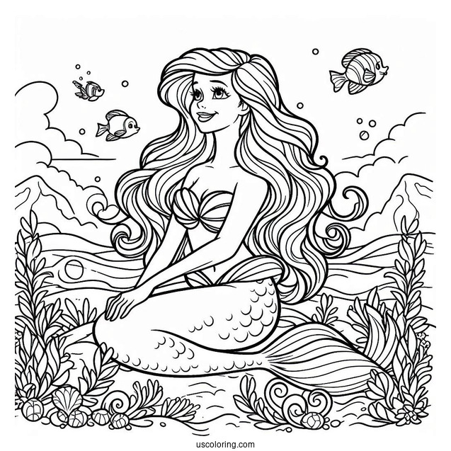 Easy Outline Of Mermaid Ariel