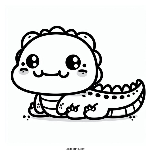 Kawaii Themed Crocodile Coloring Sheet