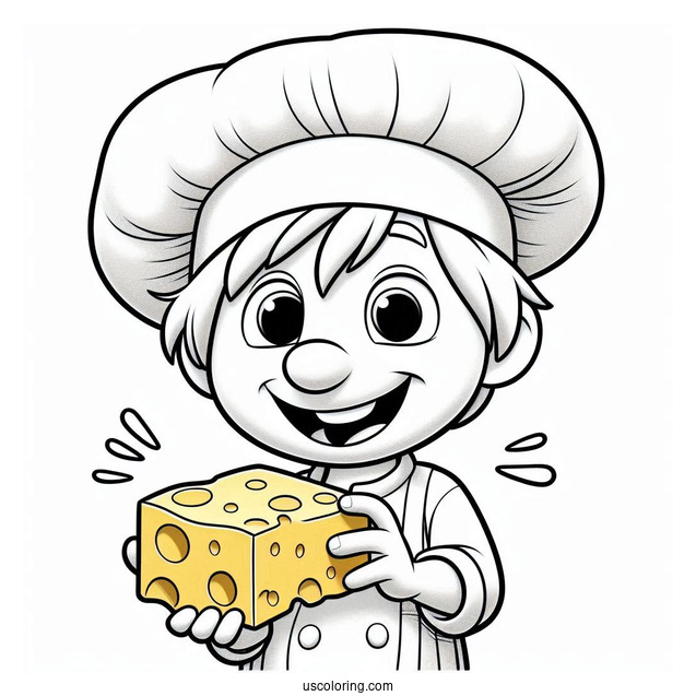 Ratatouille Coloring Page Of Happy Emile Holding A Chunk Of Cheese