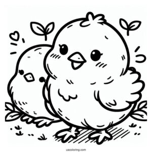 Cute Baby Chick Coloring Page For Kids
