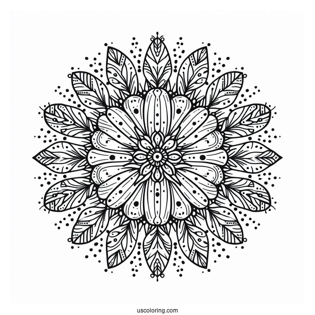 Simple Cactus Mandala Coloring Page For Adults