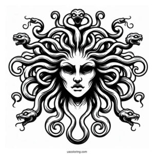Scary Medusa Coloring Page Head For Kids