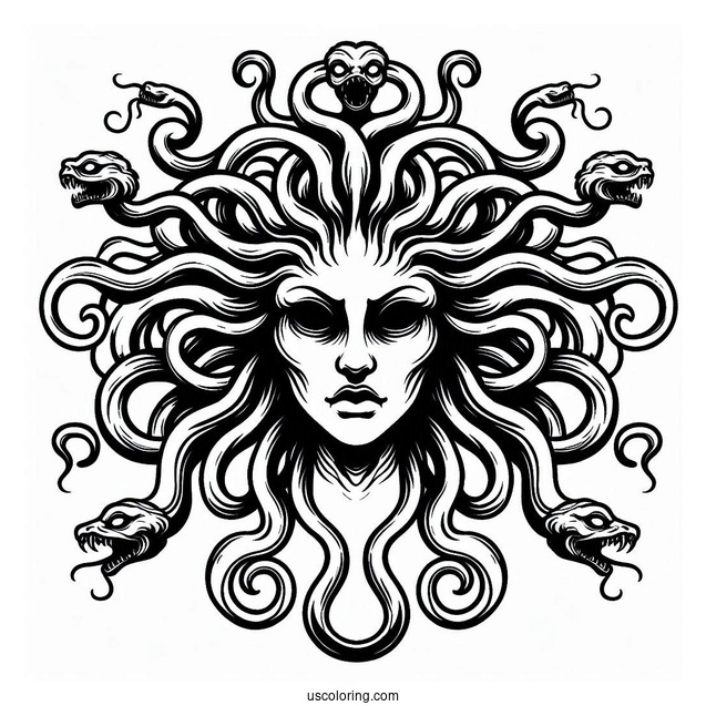 Scary Medusa Coloring Page Head For Kids