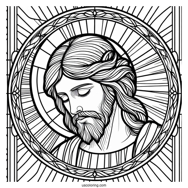 Jesus Stained Glass Coloring Sheet