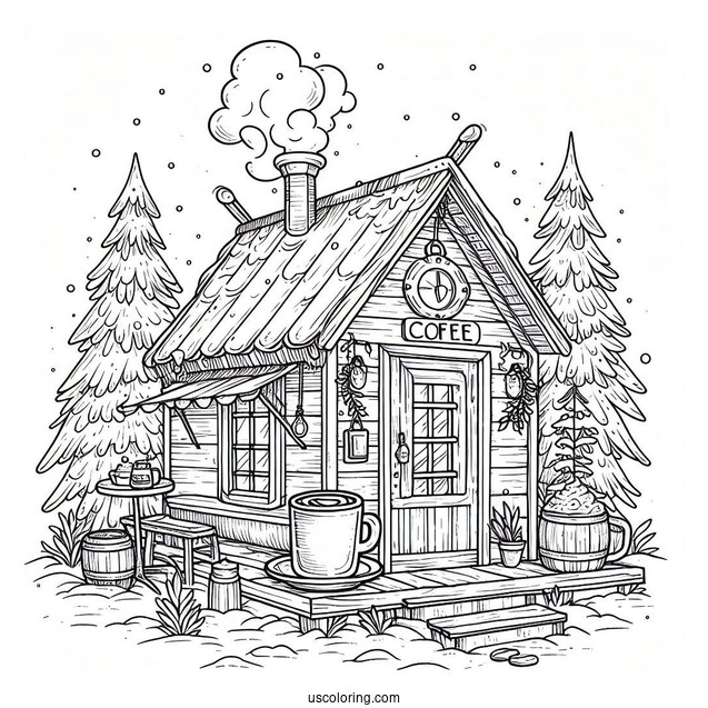 Cozy Coffee Coloring Pages Of Shack