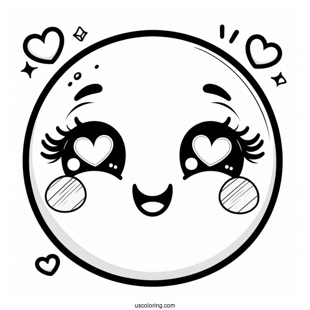 Smiling Face With Heart Eyes Emoji Coloring Page For Preschoolers