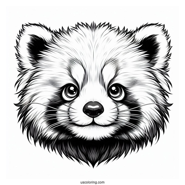 Realistic Red Panda Face Coloring Page