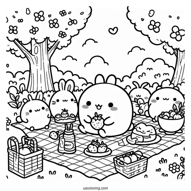 Sumikko Gurashi Coloring Page Of Backyard Picnic With Minnikos