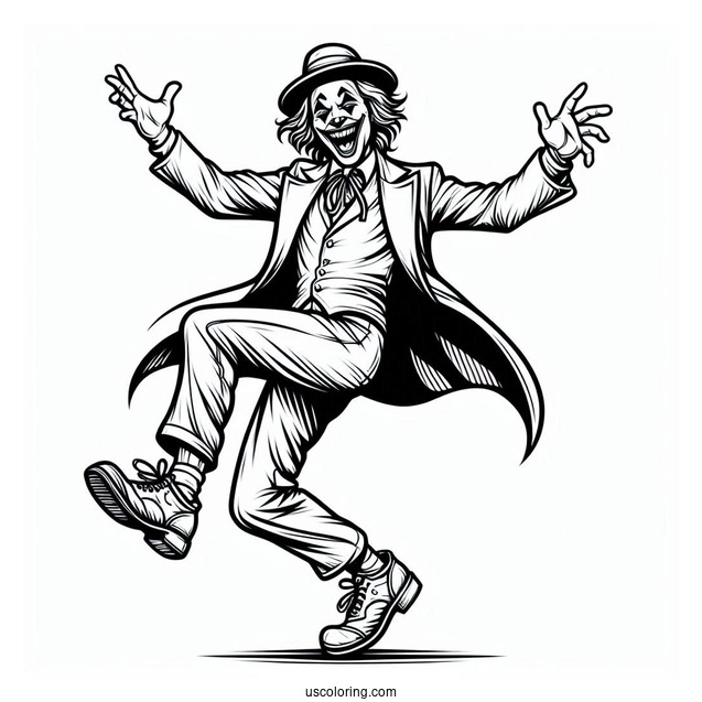 Detailed Coloring Sheet Of Joker Dancing