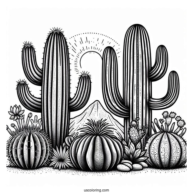 Saguaro And Golden Barrel Cactus