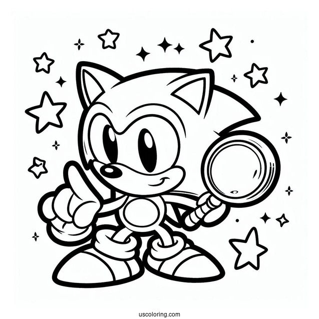 Sonic Pointing Finder With Stars To Color
